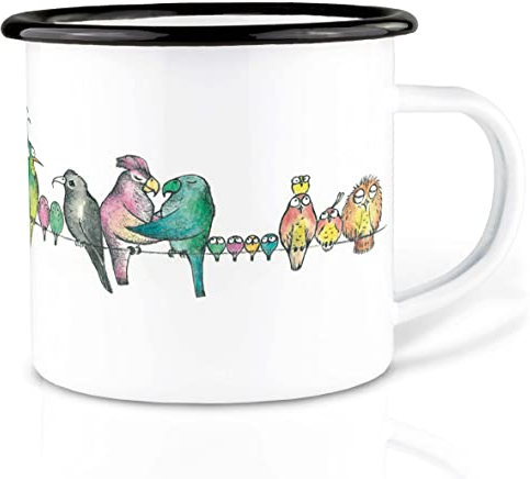 Ligarti® Emaille Tasse (leicht & robust) | Design Cup, Camping Becher handveredelt in Deutschland | Kaffeetasse, Emaillebecher