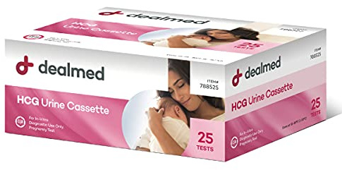 Dealmed HCG Urine Cassette Pregnancy Test - Early Detection - 25 Count