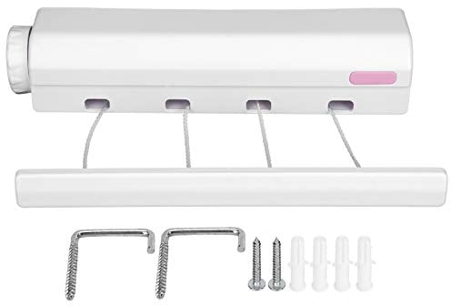 Tendedero Retráctil, Tendedero de Ropa Telescópico Portátil Tendedero de Ropa Montado en la Pared para Interiores y Exteriores (4 Cables)
