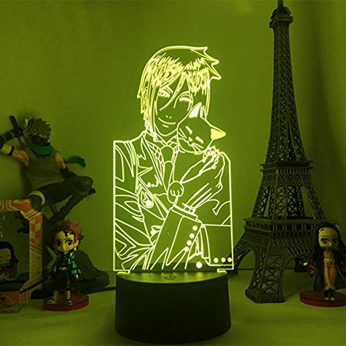 3d Nachtlicht Bunte LED Illusion Lampe Schwarz Butler Charakter Nachtlicht Schlafzimmer Dekor Atmosphäre Licht Kinder Geburtstagsgeschenk-16 Farbe mit Fernbedienung