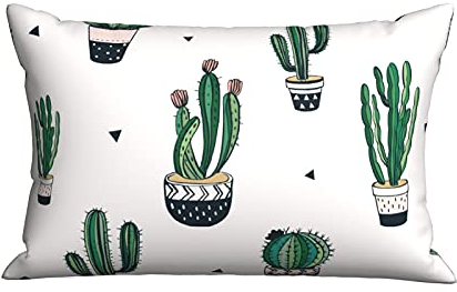 Wozukia Kakteen-Kissenbezug, dekoratives Muster mit Kaktus und Sukkulenten, trendiges Design, Lendenkissenbezug, Kissen für Sofa, Couch, Bett, Standardgröße, 50,8 x 76,2 cm