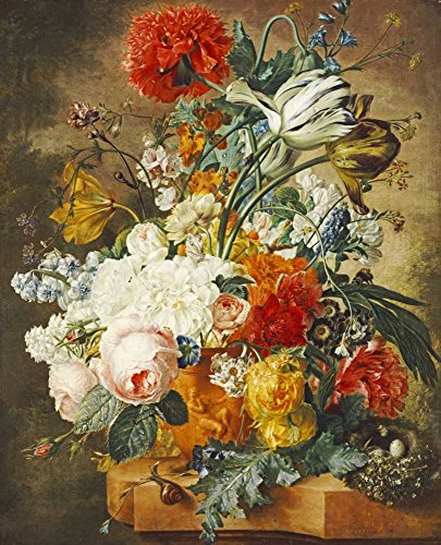 ART-PRINT-on-matt-paper-220gr- Tulpen, ein Opium-Mohnblumen, Hyazinthen, Anemonen, Auricolas, Convolvuli Hendriks Wybrand - Floral vertical Image flowers and plants f 31_X_24_in