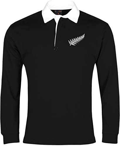 Old School Football Nueva Zelanda camiseta de rugby de manga larga logotipo bordado