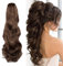 Cybelleza Clip in Ponytail Extensions Zopf Haarteil Claw Pferdeschwanz Haarverlängerung wie Echthaar Gewellt Lockig Kunsthaare Lang Haar Hitzebeständig, Dunkelbraun&Hellbraun