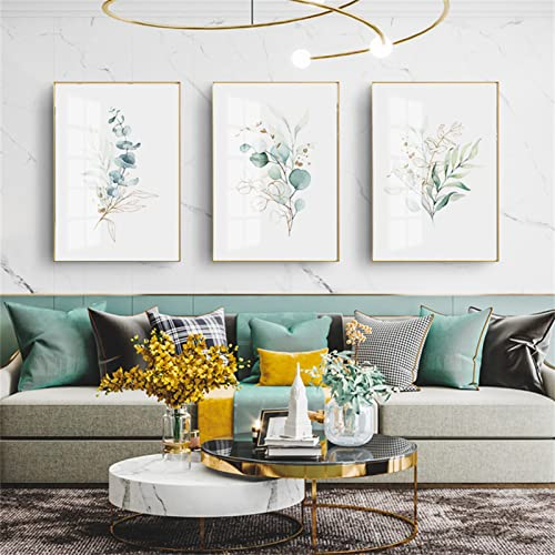 EXQULEG 3er Set Bilder Botanik Pflanzen Bild Grüne Blätter Pflanze Botanikbilder Poster Wohnzimmer Schlafzimmer Esszimmer Wandbild Deko - ohne Rahmen (30 * 40cm)