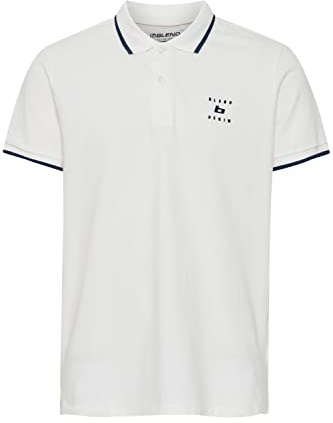 Blend 20715178 Polo Herren Poloshirt Polohemd mit Polokragen Logo-Stickerei Regular Fit, Größe:M, Farbe:Snow White (110602)