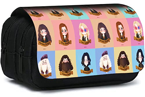 Shamoparty Magie Federmäppchen, Erweiterbar Mäppchen Teenager mit Großer Fächer, Federmäppchen Für Kinder Junge Studenten Erwachsene Federtasche,Süße Anime-Harry[Schwarz B]
