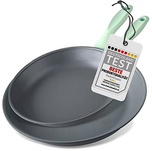 FACKELMANN Bratpfanne 2er Set 20 & 28 cm mit Antihaft-Beschichtung – Nachhaltige Pfannen aus 100% recyceltem Aluminium mit ergonomischem Soft-Touch-Griffen – Induktionspfannen zum Kochen & Anbraten