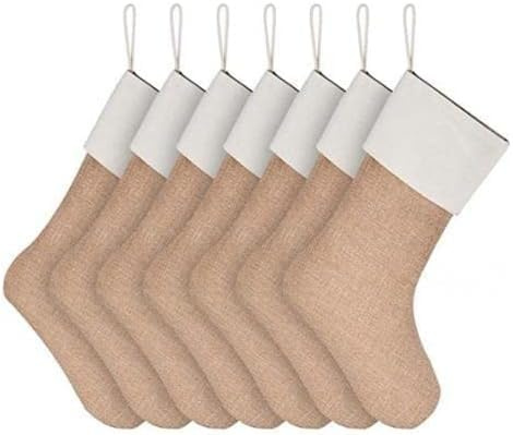 Chyuan Juego de Medias de Navidad de arpillera, Bolsa de Regalo de Gran tamaño para decoración de árbol, Adorno de Navidad, Bolsa de Dulces para Regalos, decoración de árbol, 7Pcs