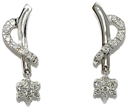 Diamond Star Drop Ohrringe 18K Gold für Frau Verlobte | Sparkling Brillantschliff Ohrringe | 3,55g Weißgold | Brautschmuck |