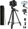 Phone Camera Tripod Stand - ZETONG 53 Inch 135cm Travel Tripod Aluminum Lightweight Camera Tripod with Gopro Mount, Phone Holder, Wierless Remote Shutter & Carry Bag (Black)