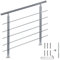 CAVATINY Barandilla de acero inoxidable para escaleras, balcones, con 5 travesaños, para interior y exterior, pasamanos para escaleras, de acero inoxidable, para balcón (160 cm, 5 travesaños)