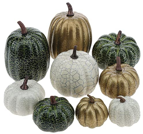 Funzhan 9 Stück Herbst Ernte Verschiedene Kürbis Dekor Künstlich Schaum Gefälschte Kürbisse Zuhause Party Küche Tabelle Erntedank Halloween Kürbisse Dekorations
