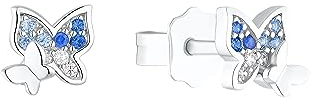 Prinzessin Lillifee Ohrstecker 925 Sterling Silber Mädchen Kinder Ohrschmuck, mit Zirkonia synth., 0,6 cm, Silber, Schmetterling, Kommt in Schmuck Geschenk Box, 2037074