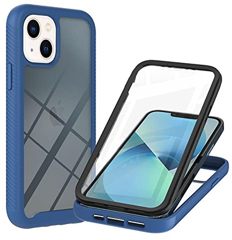 iPhone 15 Plus 5G Case with Built-in Screen Protector, 360 Full Body Protective Cover Heavy Duty Anti-Scratch Shockproof Slim Silicone Bumper Clear Phone Case for iPhone 15 Plus 6.7-Inch, Blue