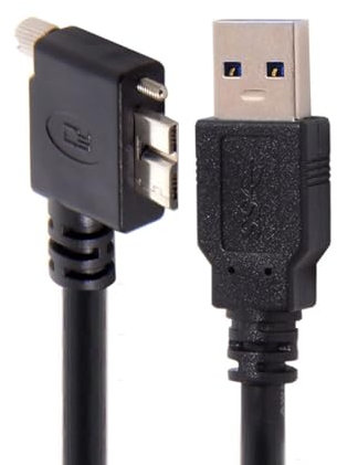 chenyang Câble de données USB 3.0 vers USB 3.0 Micro-B avec support à vis pour caméra industrielle, angle gauche de 90 degrés 1.2M