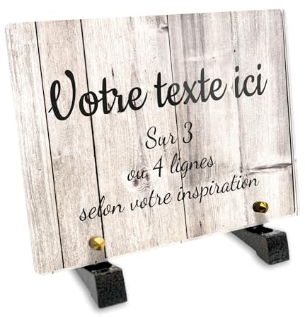 Placa funeraria rectangular personalizable en plexi patrón Tablas de madera, diferentes tamaños, grosor 6mm, personalizado en varias líneas 20x15 cm