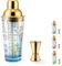COCSKERQL Glass Cocktail Shaker Set,14oz Martini Mixer Shaker with Built-in Strainer, Measuring Jigger,Drink Shaker Margarita Alcohol Mixer,Perfect for Bartender and Home Use (blue)