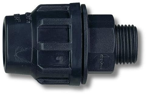 MONDRAGON - Enlace Rosca Macho para Tubo de Polietileno Medida: ø25 x 3/4, Conexión: Rosca Macho para riego enterrado y riego por goteo