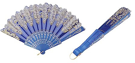 Ciieeo Hand Held Fans Retro Hand Fan Silk Fan Silk Floral Folding Fan Mini Resin Alpaca Japanese Fan Blue Hand Fan Orient Fan Folding Fans Handheld Gold Powder Miss Bamboo Chinese Style