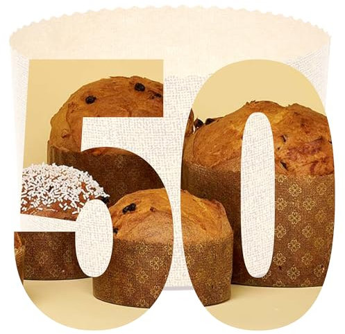 Panettone-Form, 500 g, 50 Stück - Professionelle Papier-Panettone-Förmchen aus reinem Zellstoff, Formen für Paska, Kulich, Backformen für Panettoni, hitzebeständig bis 200°C, 500 g Panettone-Form