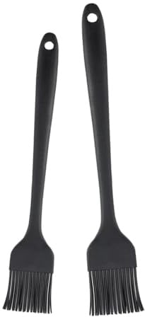 2 Pezzi Pennello da Pasticceria in Silicone, Pennello in Silicone Alimentare, Pennello in Silicone per Barbecue, Set di Pennelli per Olio Resistente Al Calore per Barbecue,Cottura Al Forno (Nero)