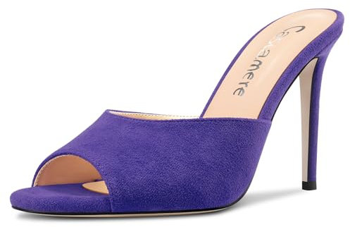 Castamere Donna Alto High Spillo Tacco Heel Aperte sulla Punta Slip-on Sandali Dress Ufficio Casual Ciabatte Moda Scarpe 10 CM Heels Viola 44 EU