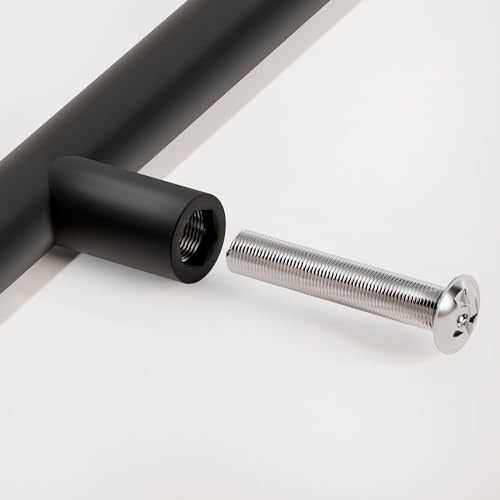 woplus Türgriff schwarz Schrank Schublade Türgriff Ø: 12 mm Schrankgriff Küchenschrank Kleiderschrank Zieht Griffe Inkl. Schrauben (Bohrlochabstand: 65 mm, 10 Stück)