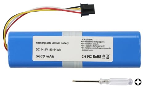 K KYUER 5600mAh Vacuum Cleaner Batteria per Xiaomi Mi Robot Xiaomi 1. and 2. Generation Mijia Roborock S50 S51 S52 S55 S5 S6 S6 Max S7 T4 T6 T7 T60 T61 T65 E20 E25 E35 C10 Robot Aspirapolvere Battery