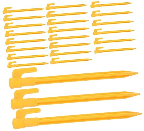 Garden Pegs,Tent Pegs，24pcs Plastic Tent Stakes Ground Nails for Tents Artificial Grass Pegs Tent Accessories Ground Anchors Plastic Tent Pegs Artifical Turf Outdoor Tent Peg Abs Grass Nails Hard Flo
