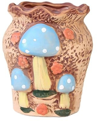 WDZDS 9 x 10 x 6,5 cm, handbemalte 3D-Pilz-Keramik-Pflanztöpfe für drinnen und draußen, für Blumen, Kakteen, Sukkulenten