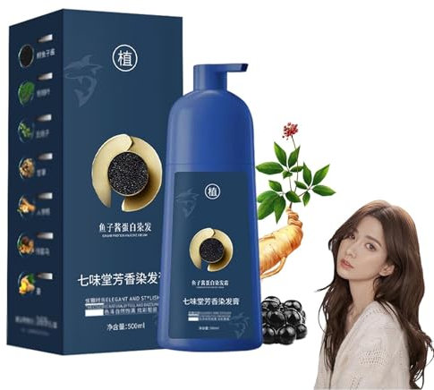 ZhiHuaShi Caviar Protein Hair Dye, Hair Dye Shampoo, Easy Hair Color, Cover Gray Hair, Shampoo Hair Dye For Women Men (Chestnut Brown)