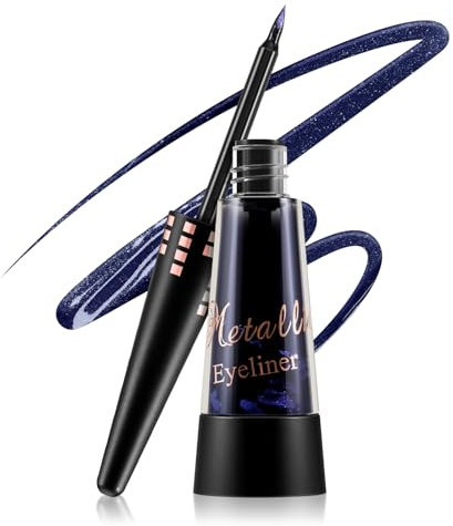 Boobeen Glitzer flüssiger Eyeliner bunt, schimmernder Eyeliner langanhaltendes metallisches Eyeliner-Makeup, wasserfester Eyeliner-Stift mit Präzisionspinselspitze, lässt sich leicht auftragen