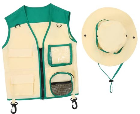 PHENOFICE Entdeckerweste Für Junge Mädchen Aus Polyestermaterial Atmungsaktiv Und Leicht Für Outdoor Reisen Camping Und Angeln Hut Sommerspaß