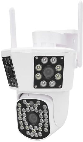 LICAEVEY Kameras für die Sicherheit zu Hause, Außenkamera mit Flutlicht, 6 MP, 3-Objektiv-Überwachungskamera, Bewegungserkennung und 2-Wege-Audio, Integrierte Sirene, IP55 Wasserdicht,