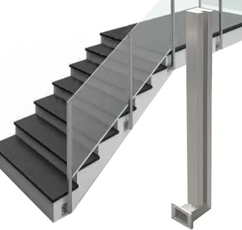 SAFWELAU Treppengeländer Terrassengeländer Glasbalustradenklemmen für Dachbodentreppen/Terrassen/Terrassen/Plattformgeländer, Robuster Zaunpfosten aus Glas(Right End Post,140cm/55in)