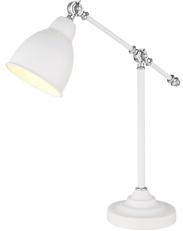 ARTE LAMP Schreibtischlampe Industrielle Metall-Tischleuchte für Büro, Weiß, E27, dimmbar, 47 x 18 x 54 cm