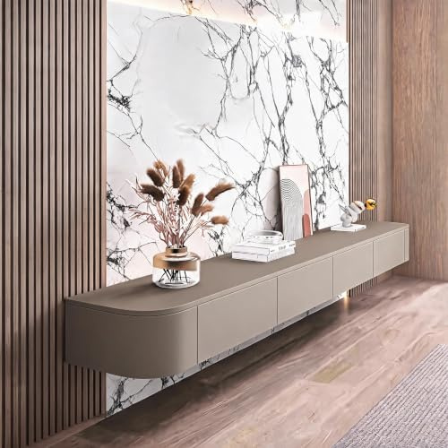 XDXINY Support TV flottante - Grande étagère murale - Plusieurs compartiments de rangement - Console multimédia - Banc de rangement sous TV