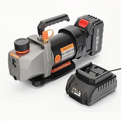 Pompe a Vide, Pompe à vide réfrigérante portable 18V climatisation chargeant la pompe à vide de batterie lithium sans fil,pour Clim Voiture Automobile(With REMOTE)