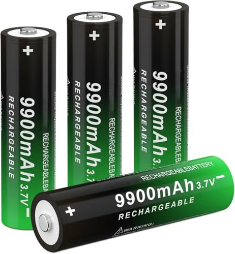 Pile Rechargeable 9900 MAH ICR Batteries Tête Pointue Batterie 3.7v Rechargeable Longue Durée 1200 Cycles pour LED Lampe De Poche Torche, Lampe Frontale, Sonnettes - 4PCS QvQY