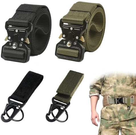 SOGHO 2er Taktischer,Taktischer Herren,Unisex Militär Mit Schnellspanner Metallschnalle,Herren Schwerlast Nylon Web Gürtel,Tactical Belt Für Outdoor,Arbeit,Jagen