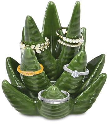 FOGARI Aloe Ringhalter Kaktus Schmuckständer, Geschenke für Frauen Geburtstag,Keramik Schmuckschale für Ringe, Ohrringe, Armbänder,Einzigartige Schmuckhalter Geschenk für Mama, Freundin, Mädchen