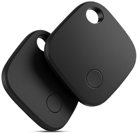 Air Tag Tracker Smart Bluetooth Item Finder - 2 Pack, Compatible with Apple Find My (iOS Only) IP67 Waterproof, Replaceable Battery, Suitable for Luggage, Bags, Wallets, Keys Tracking Tag, Black