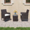 Eleganz 3-TLG. Bistro-Set aus Poly Rattan & Hartglas - Perfekt für Balkon & Terrasse - Wetterfest & pflegeleicht - Modernes Design in Braun