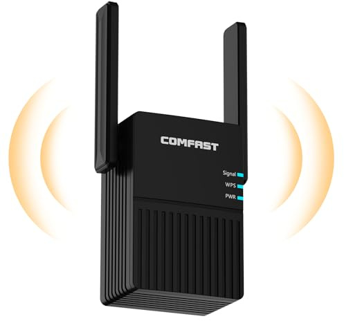 COMFAST Répéteur WiFi Puissant AC1200, Amplificateur WiFi 1200Mbps Double Bande Repeteur WiFi, Configuration en Un clic WPS, Compatible avec Toutes Les Box Internet