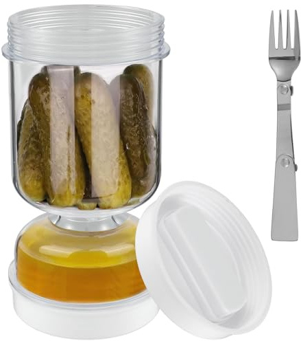 GWCYMYD Gurkenglas zum Umdrehen 18x9cm Nass-/Trocken-Trennung Essiggurken Behälter Auslaufsichere Dichtung Hourglass Jar Abtropfglas für Oliven Gurken Pickles Jalapenos