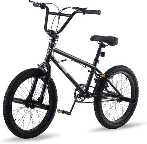 LSLIFE 20 Zoll BMX Bike für Jungen Mädchen & Erwachsene Freestyle BMX Fahrrad mit 360 Grad Rotierendem Lenker U-Brake, Professionelles Stunt Bike für Jugendliche Erwachsene Street Park