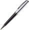 CLEO Classic Metall schwarz +++ Drehkugelschreiber, Mine: BLAU +++ palladinierte Zierringe und Clip +++ HAND MADE IN GERMANY