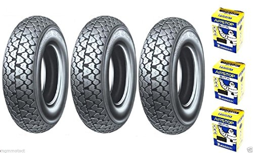 Drei Reifen Michelin S83 3.50 10 59J + Luftschlauch Ape 50