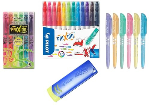 Pilot 4144S12 Fasermaler FriXion Colors, löschbar, 24-er Maxi Colors Set mit Eraser | Radierer blau